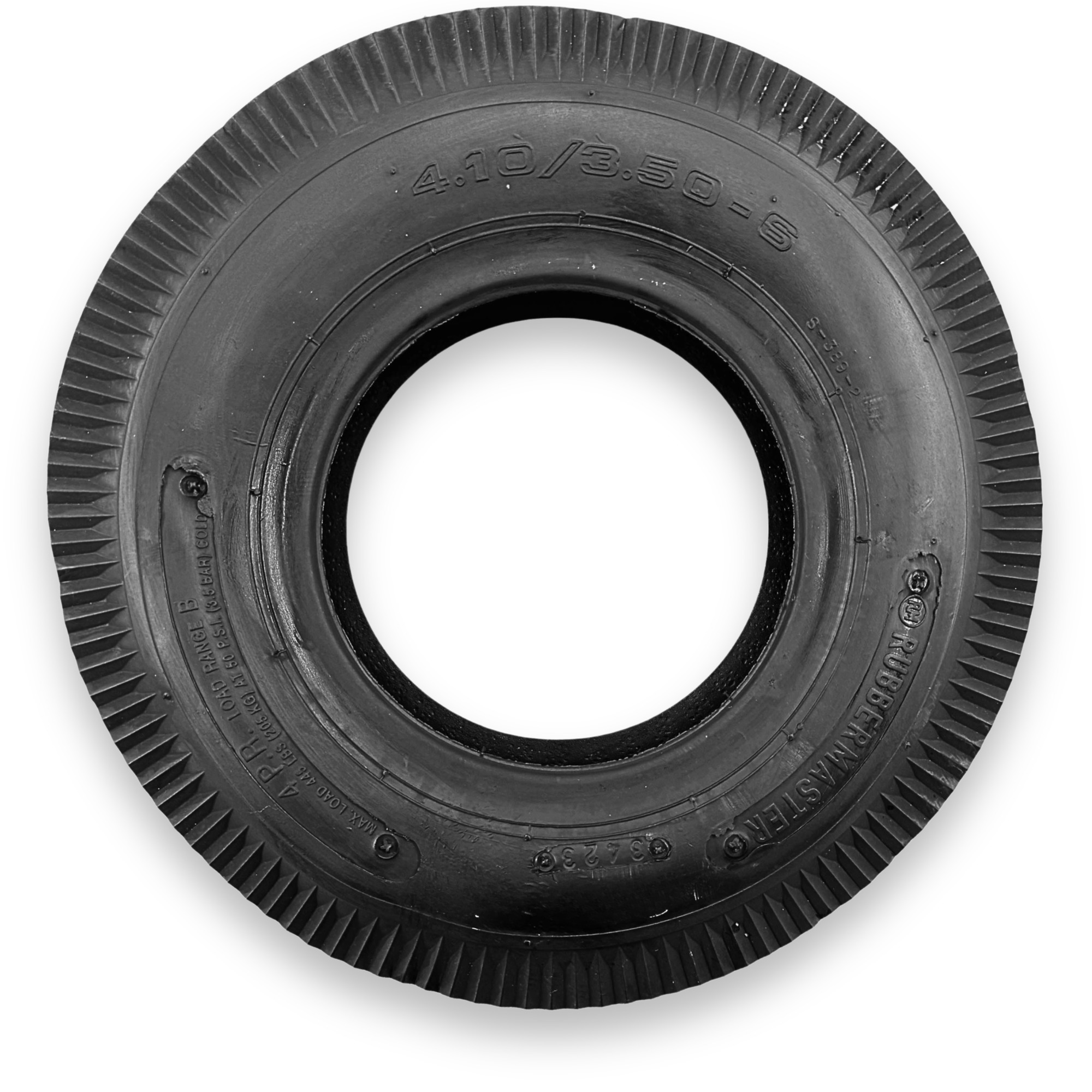 RubberMaster, Sawtooth 4 Ply Utility Tire 4.10/3.50-6 Tire Diameter 12.68 in, Model# 450101